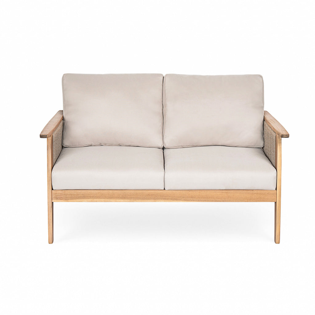 Outdoor Conversation Set 4 Piece Acacia Wood Rope