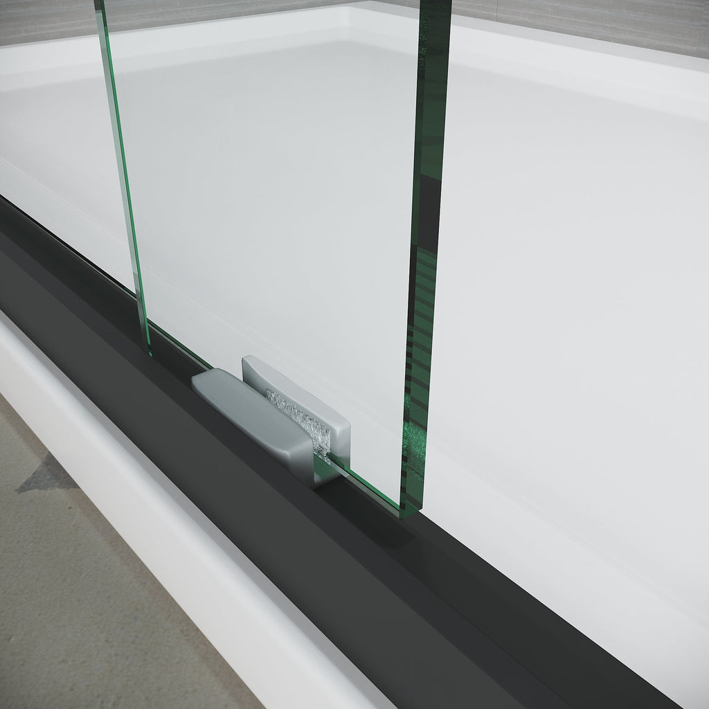 Sliding Shower Glass Door 56-60 in. W x 72 in. H, Adjustable Semi Frameless S