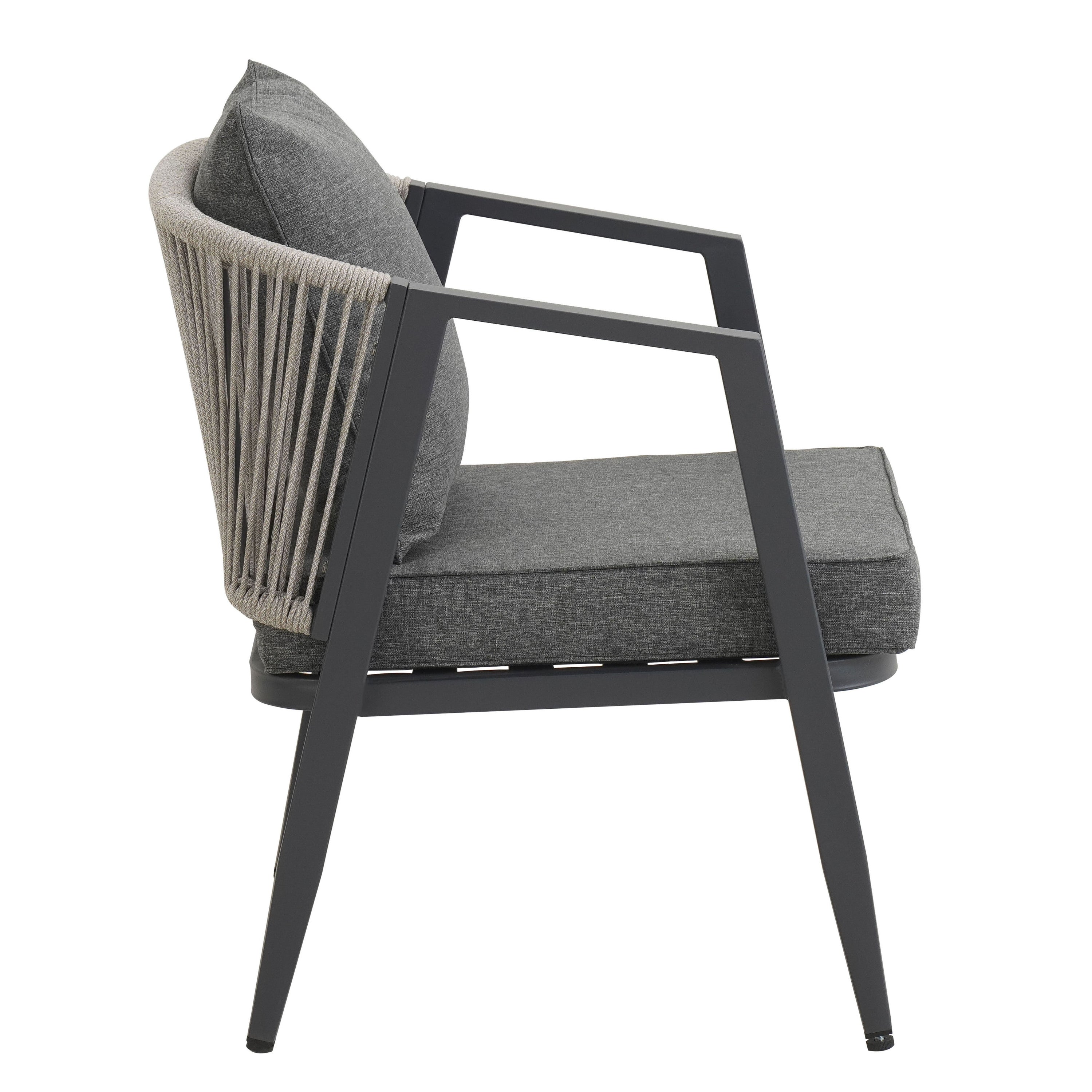 Outdoor Seating Set 4 Piece Bench Chairs Table Iron Gray