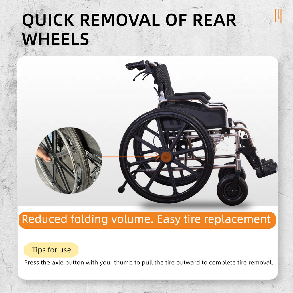 Wheelchair Manual Transport Folding Aluminum 20 In Seat 24 In Wheels Memory Foam