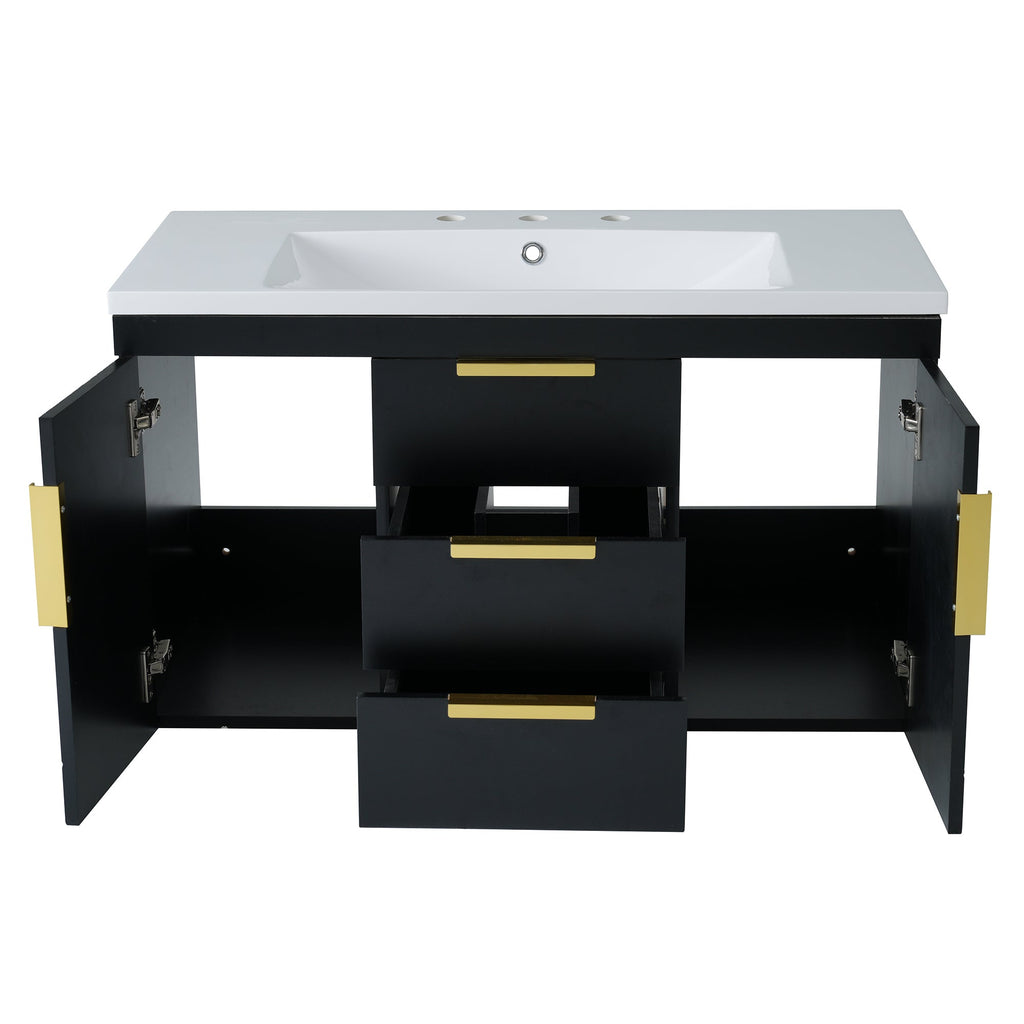 36'' Wall Mounted Bathroom Vanity with Resin Sink and 2 Drawers