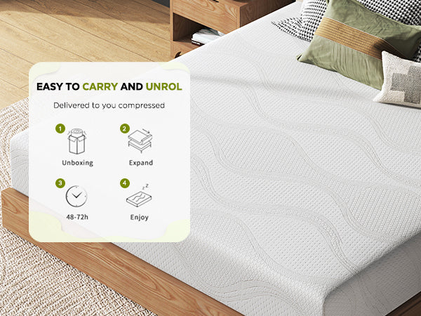 Mattress Memory Foam White Queen 10in Gel Cooling Layers