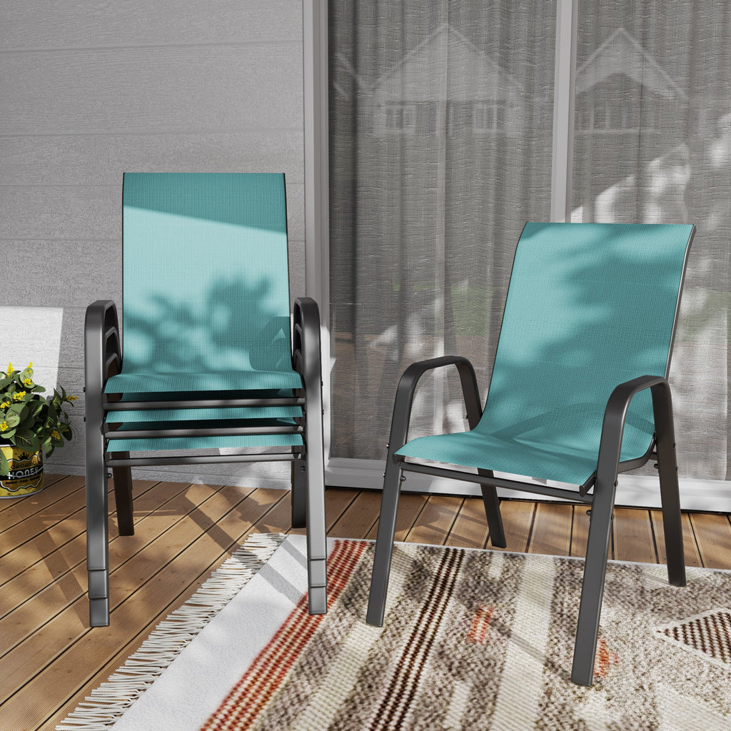 Outdoor Dining Chair 4-Piece Set - Wide Seat 350 lbs Capacity - Waterproof &