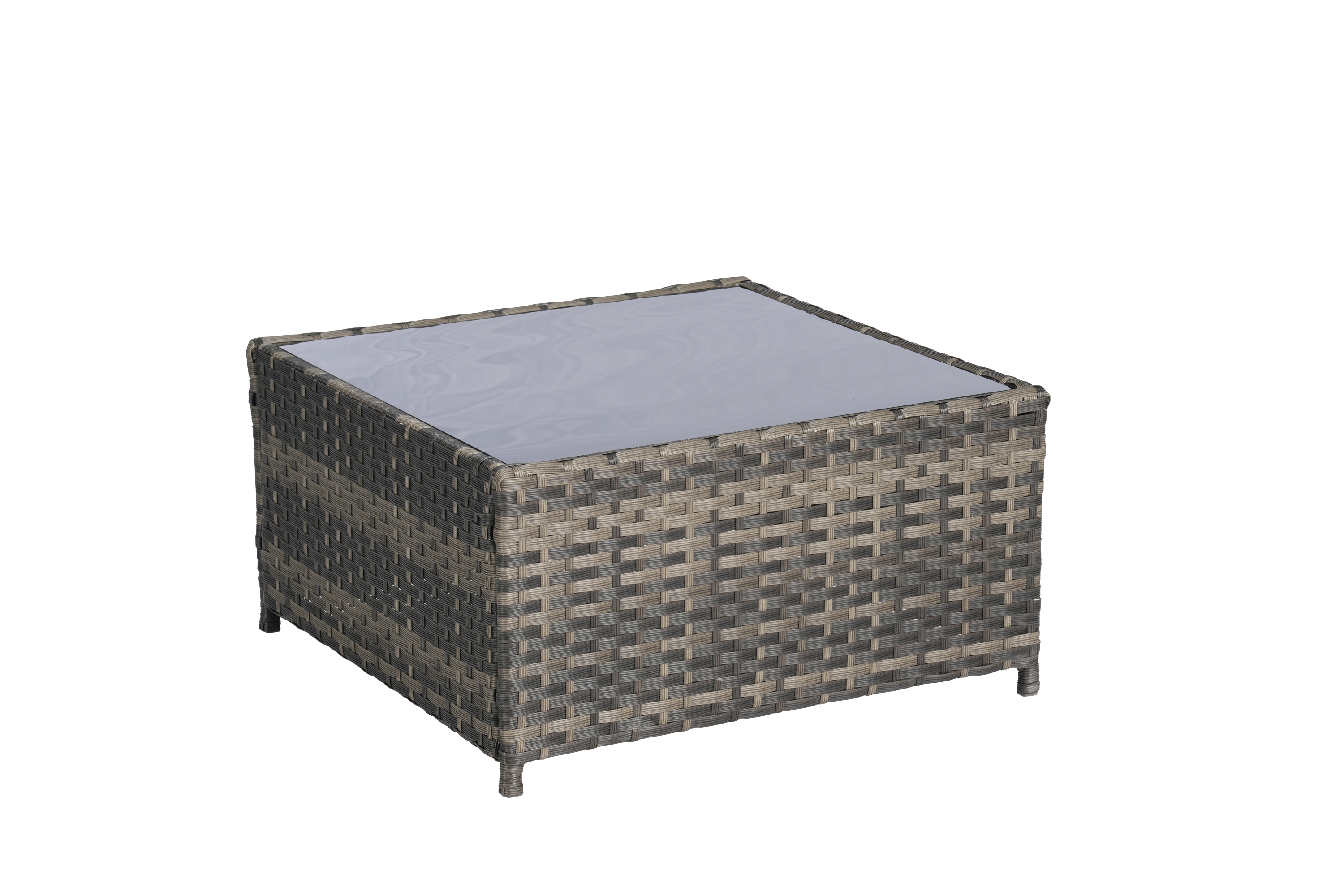 Outdoor Sectional Set PE Rattan Steel Dark Blue 4 Piece Seats 6 380 LB