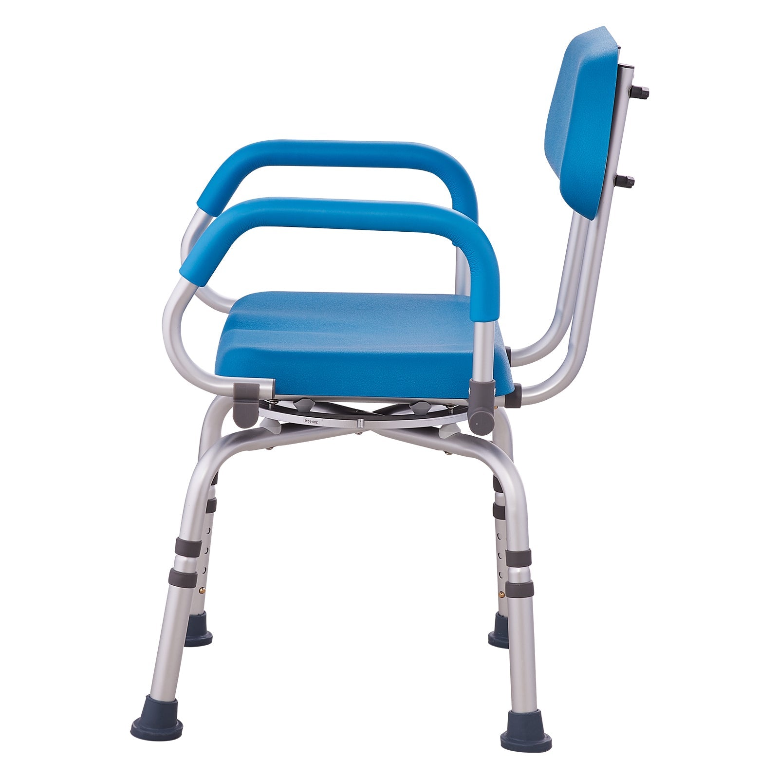 Shower Chair 360 Degree Swivel Padded PU Seat Aluminum 300 LB Blue