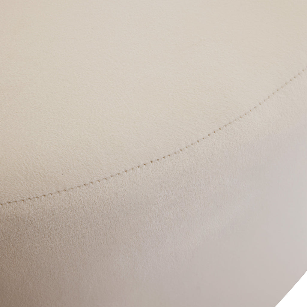Round Velvet Ottoman, Cream, 30x30x16 Inch