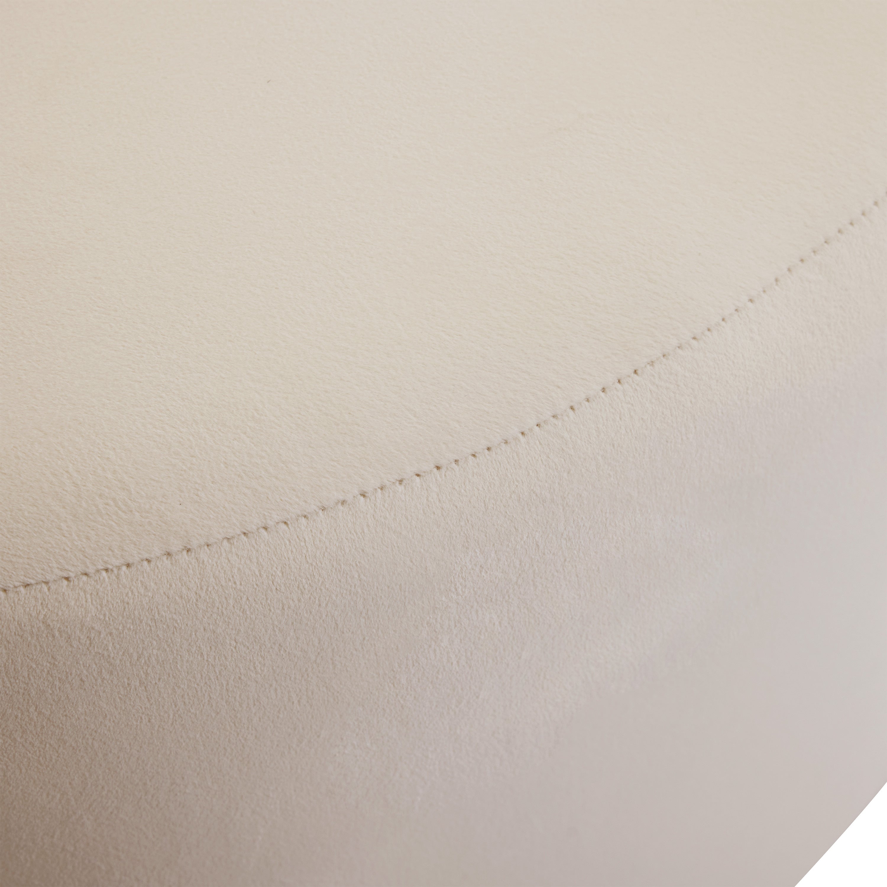 Round Velvet Ottoman, Cream, 30x30x16 Inch