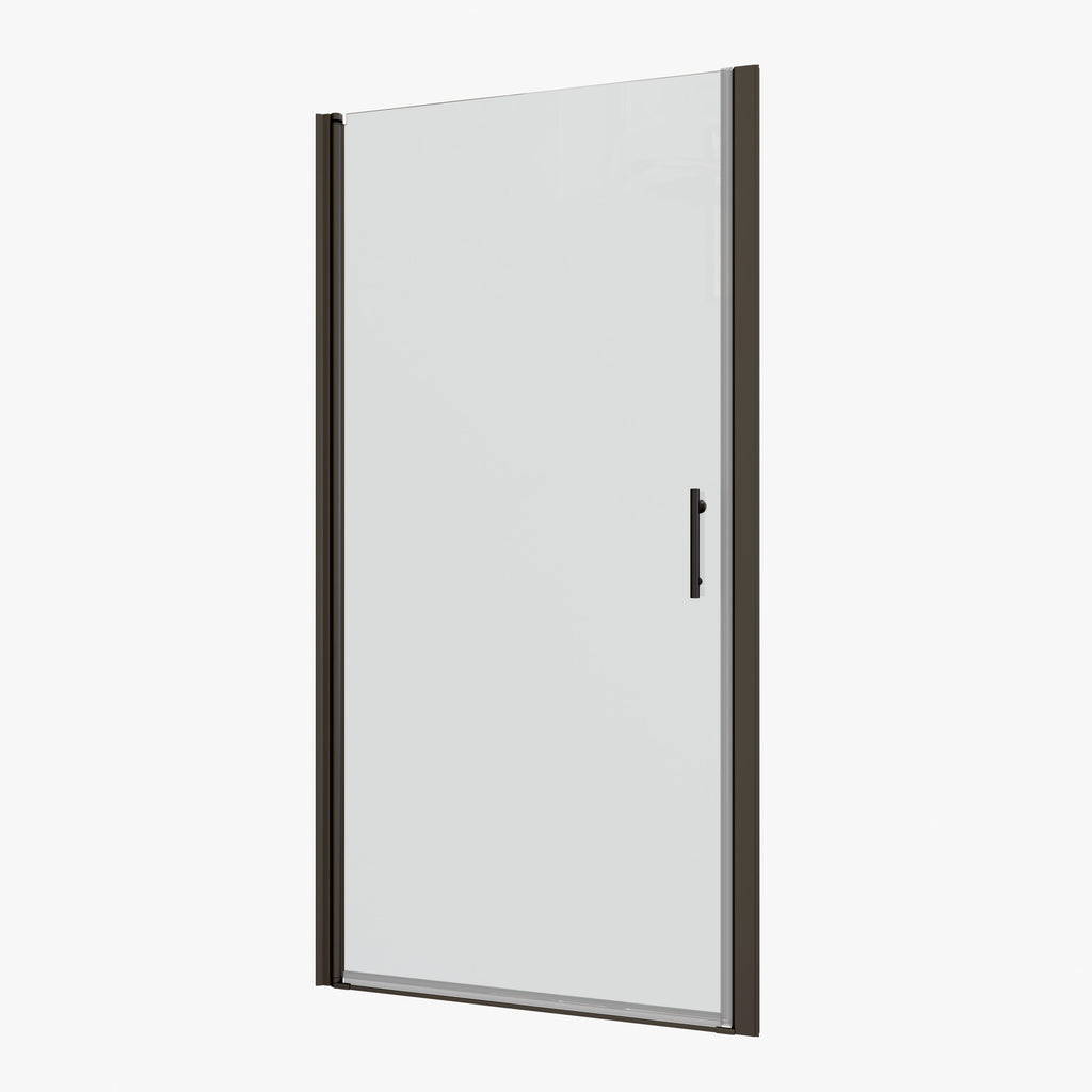 Universal Pivot Shower Door 24x72 Inch Matte Black 1/4' Tempered Glass Outswing