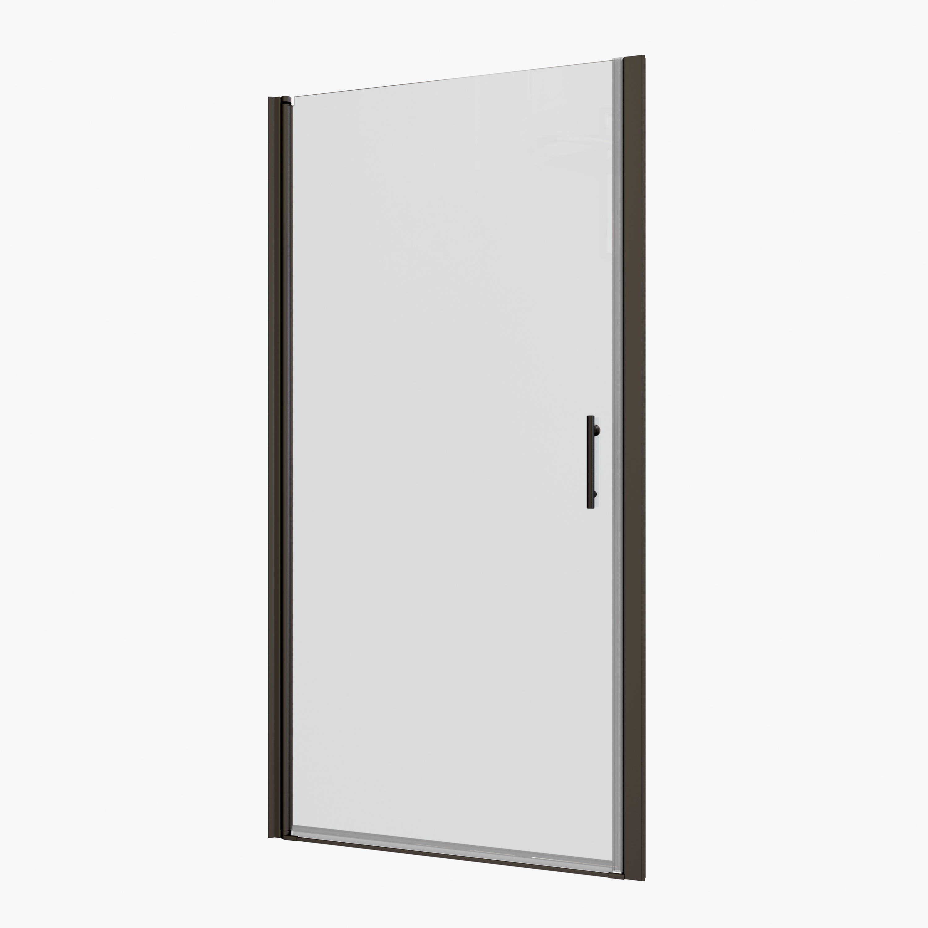 Universal Pivot Shower Door 24x72 Inch Matte Black 1/4' Tempered Glass Outswing