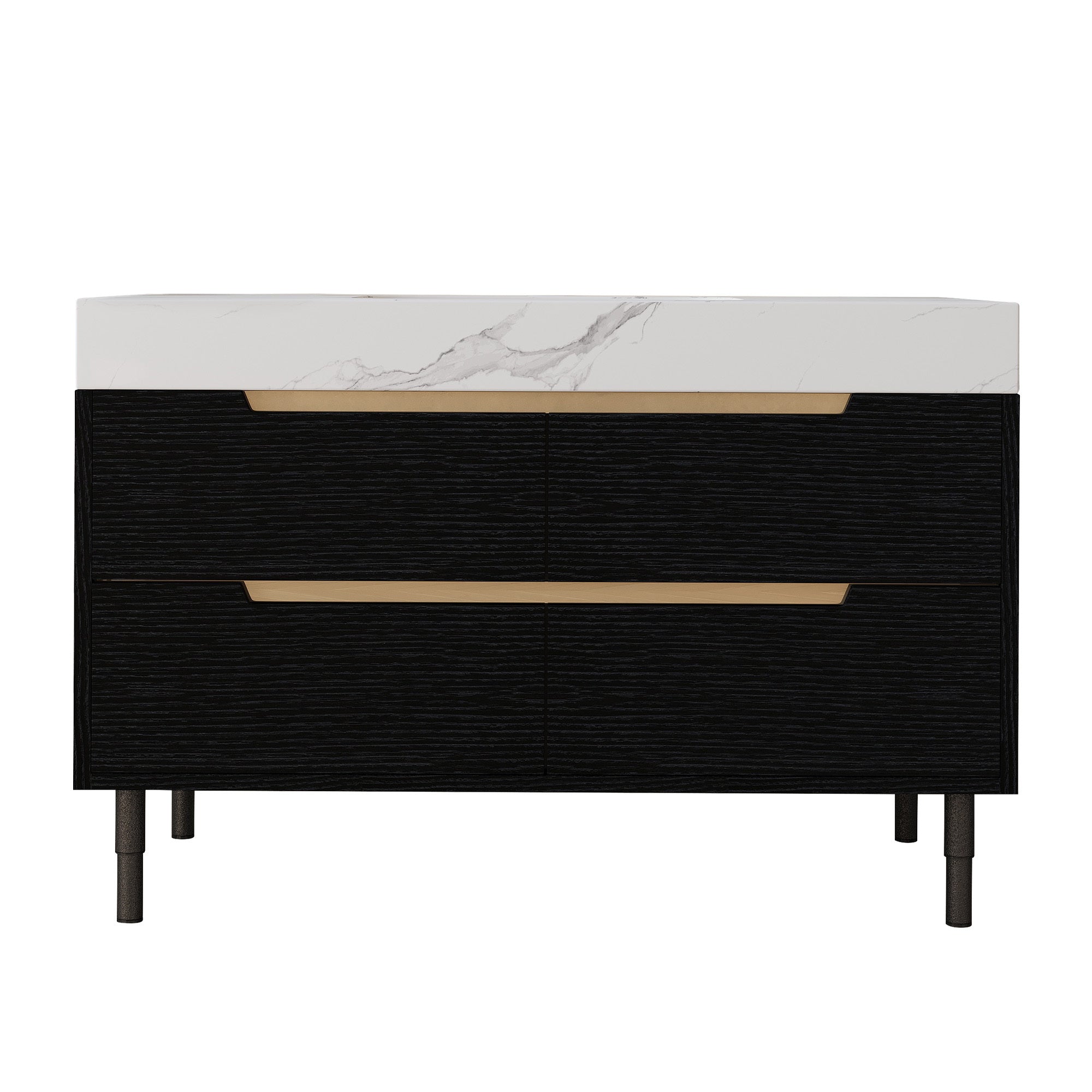 35.4' Modern Bathroom Vanity with Undermount Sink, Sintered Stone Top, Waterp...