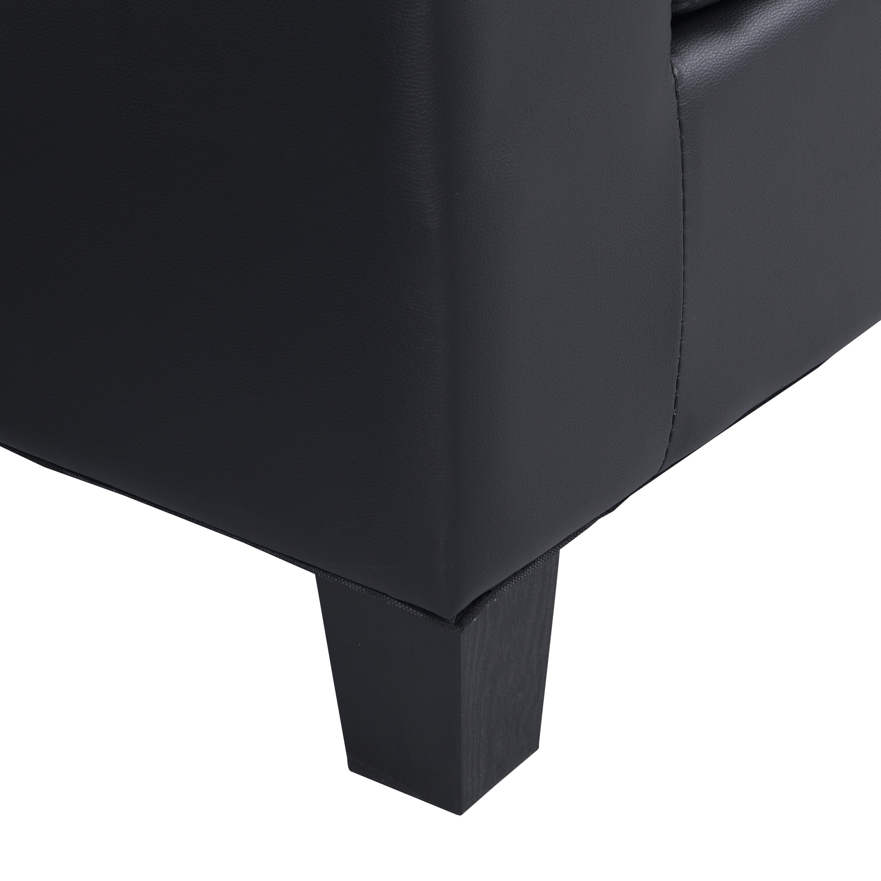 Sectional Sofa L-Shape Chaise PU Leather Black 4-Seat Cup Holders 96x57 In
