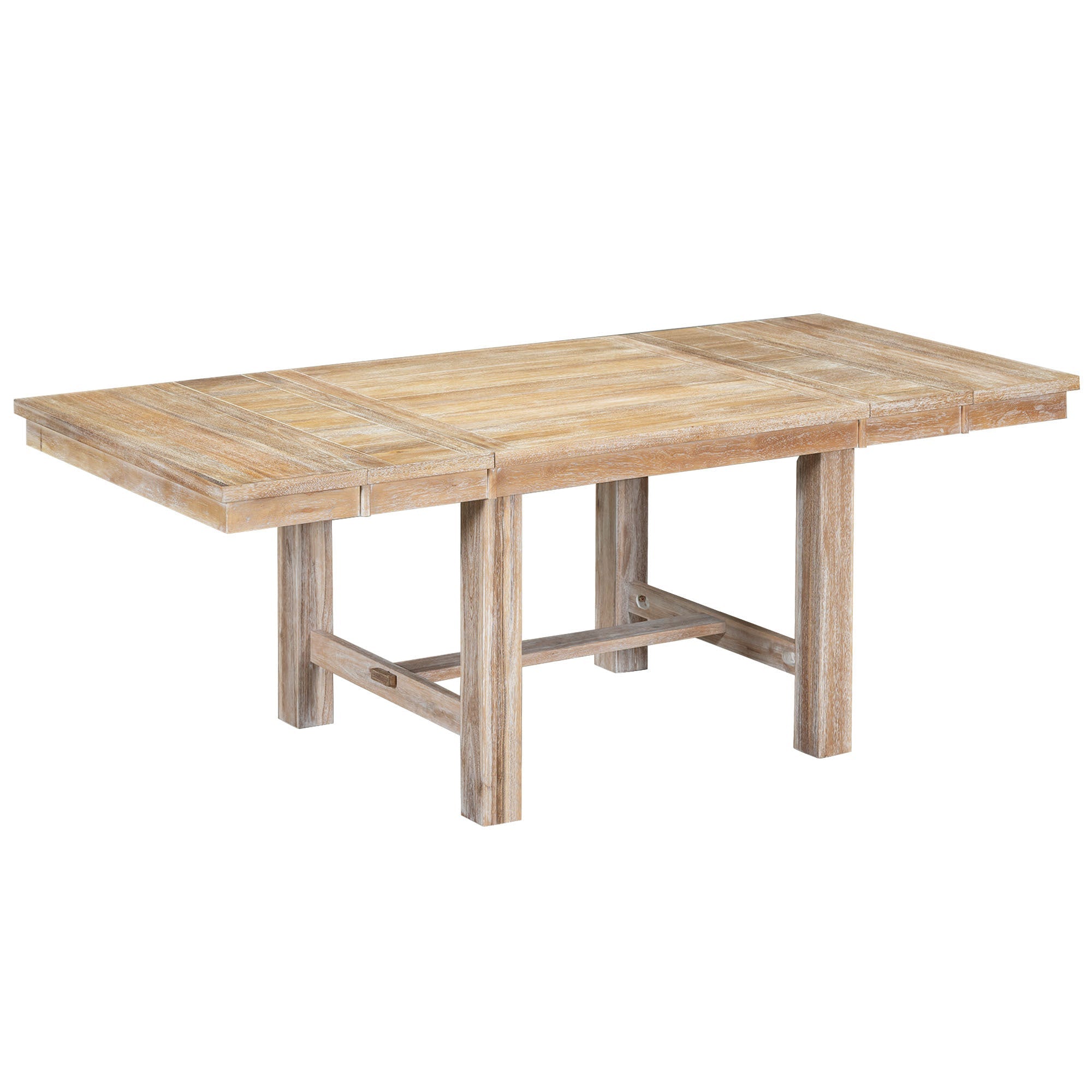 Farmhouse 82inch 6-Piece Extendable Dining Table with Footrest, 4 Upholstered