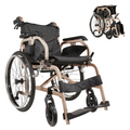 Wheelchair Manual Transport Folding Aluminum 18 In Seat 250 LB Gold Black