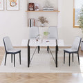 55 '4-person modern MDF dining table set, kitchen black metal leg dining table