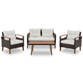 Outdoor Rattan Sofa Set 4 Piece Modular Beige