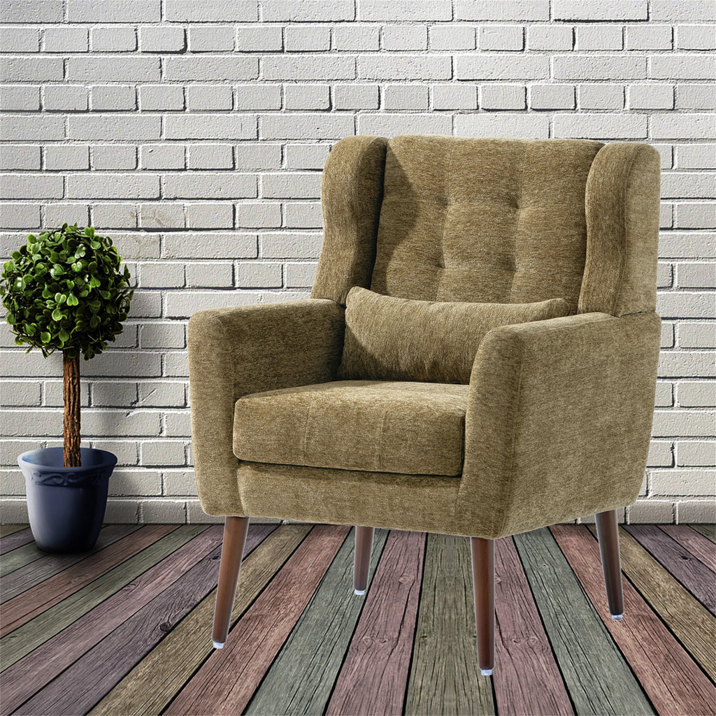 Accent Chair Chenille Olive Green Rubberwood Legs 28x29x38 In 275 LB