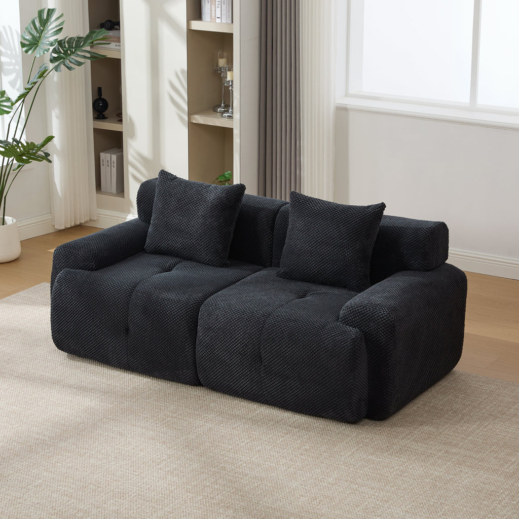 Sectional Sofa Modular 2-Seat Polyester Charcoal Cloud Tufted No Assembly 73 In