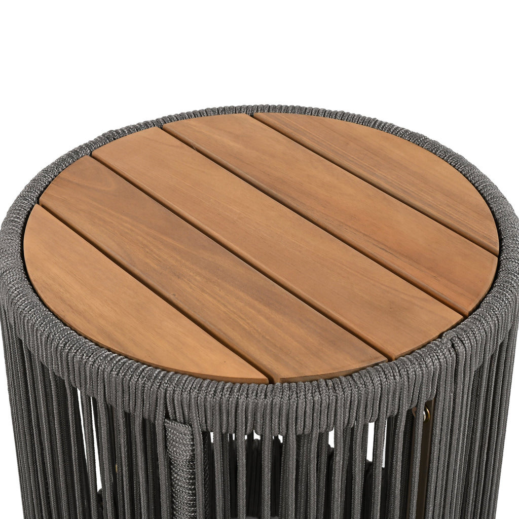 Outdoor Rope Lounge Set 4 Piece Acacia Wood Adjustable Backrest