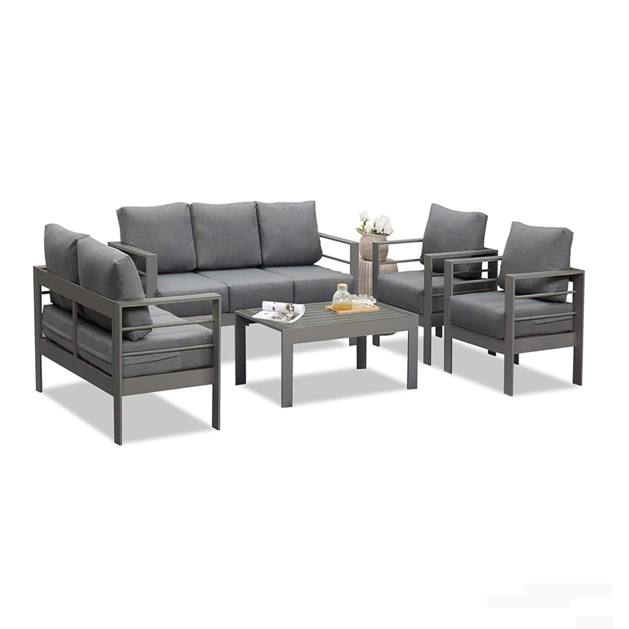 3-Seat Outdoor Aluminum Sofa 74" Dark Gray