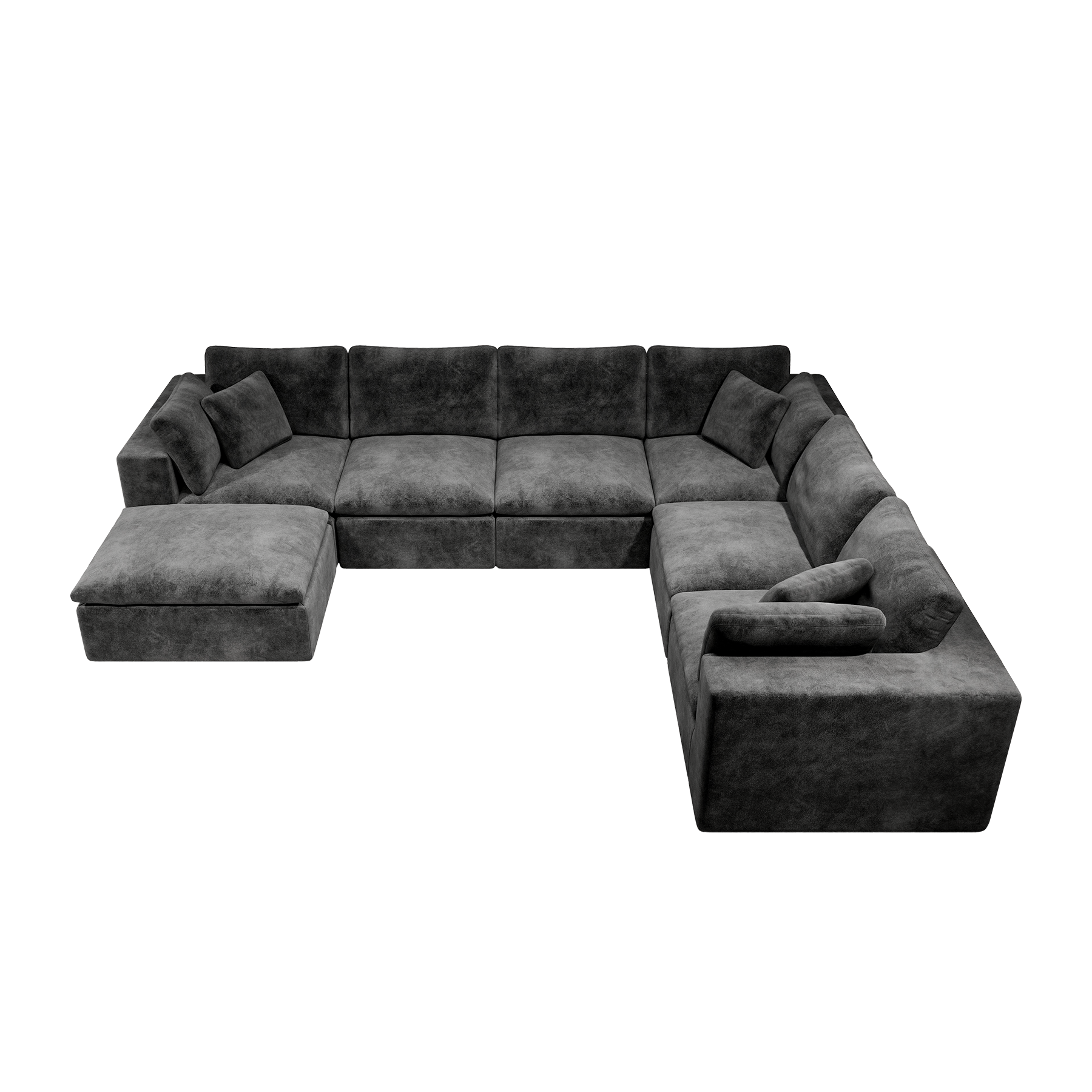 Sectional Sofa L-Shape Corner Corduroy Gray 7 Seat Chaise No Assembly