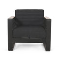 Outdoor Club Chair Aluminum Black Slat Design Water-Resistant 32x27.5x24.75 In