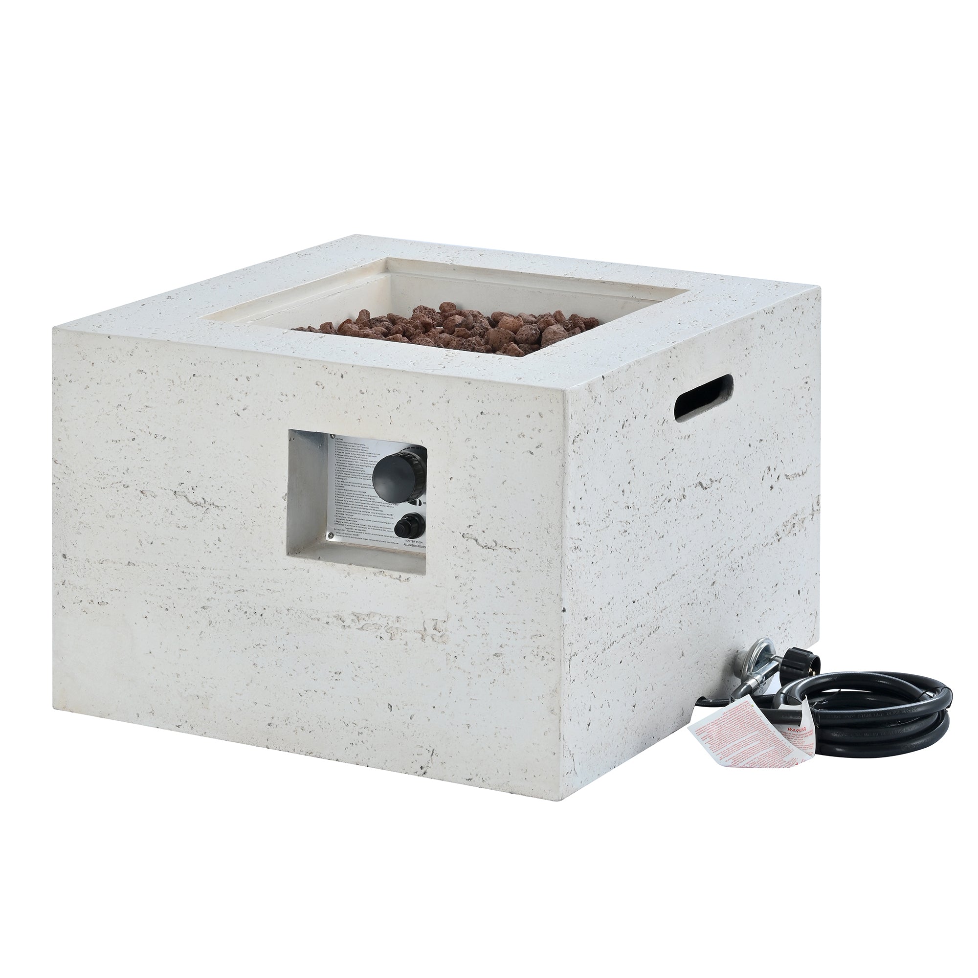 Propane Fire Pit Square MGO 40000 BTU 24" with Side Table Cover
