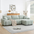 Sectional Sofa L-Shape Boucle Light Green 4 Seat Ottoman 110 In