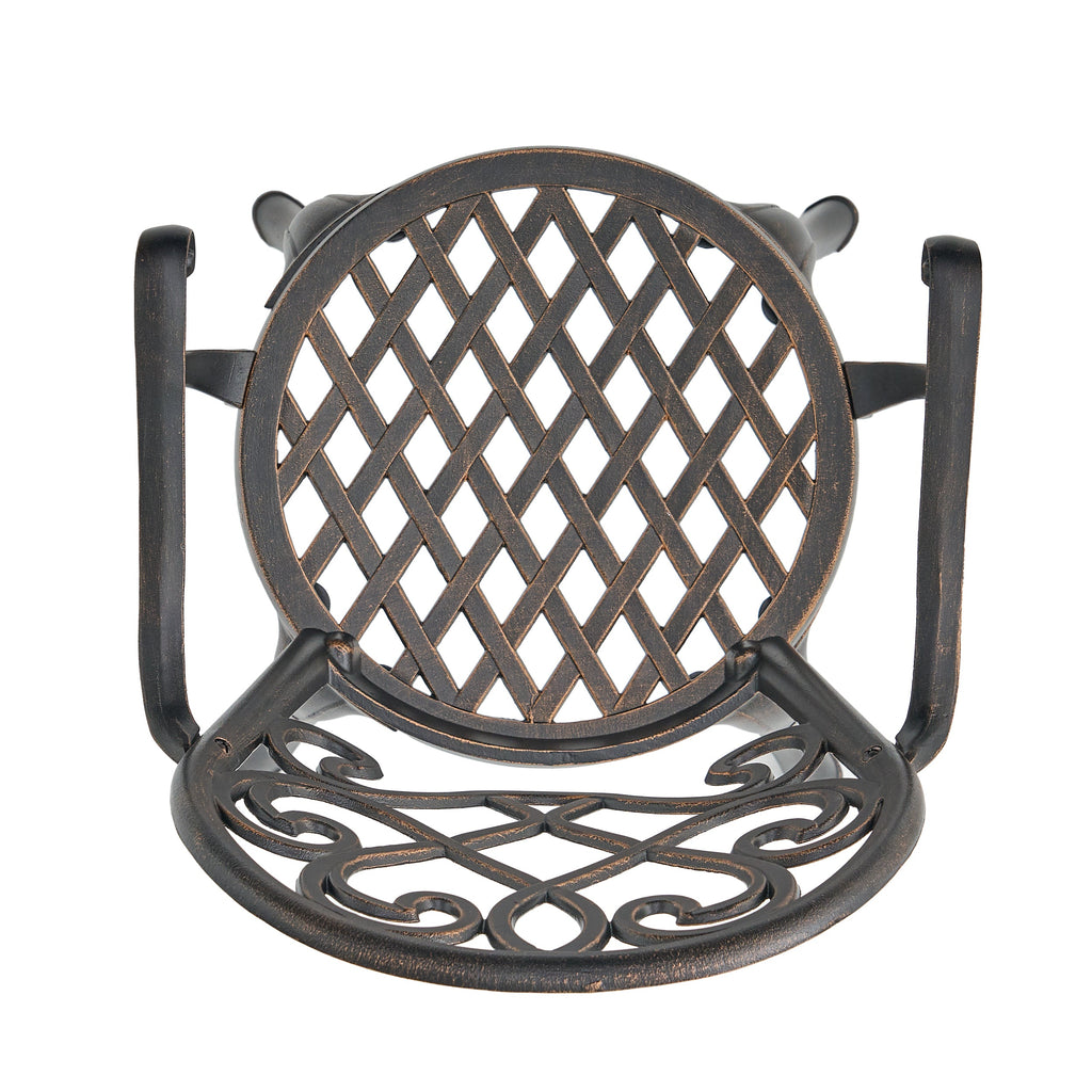Outdoor Bistro Set Cast Aluminum Copper 3 Piece Ice Bucket Table 2 Chairs
