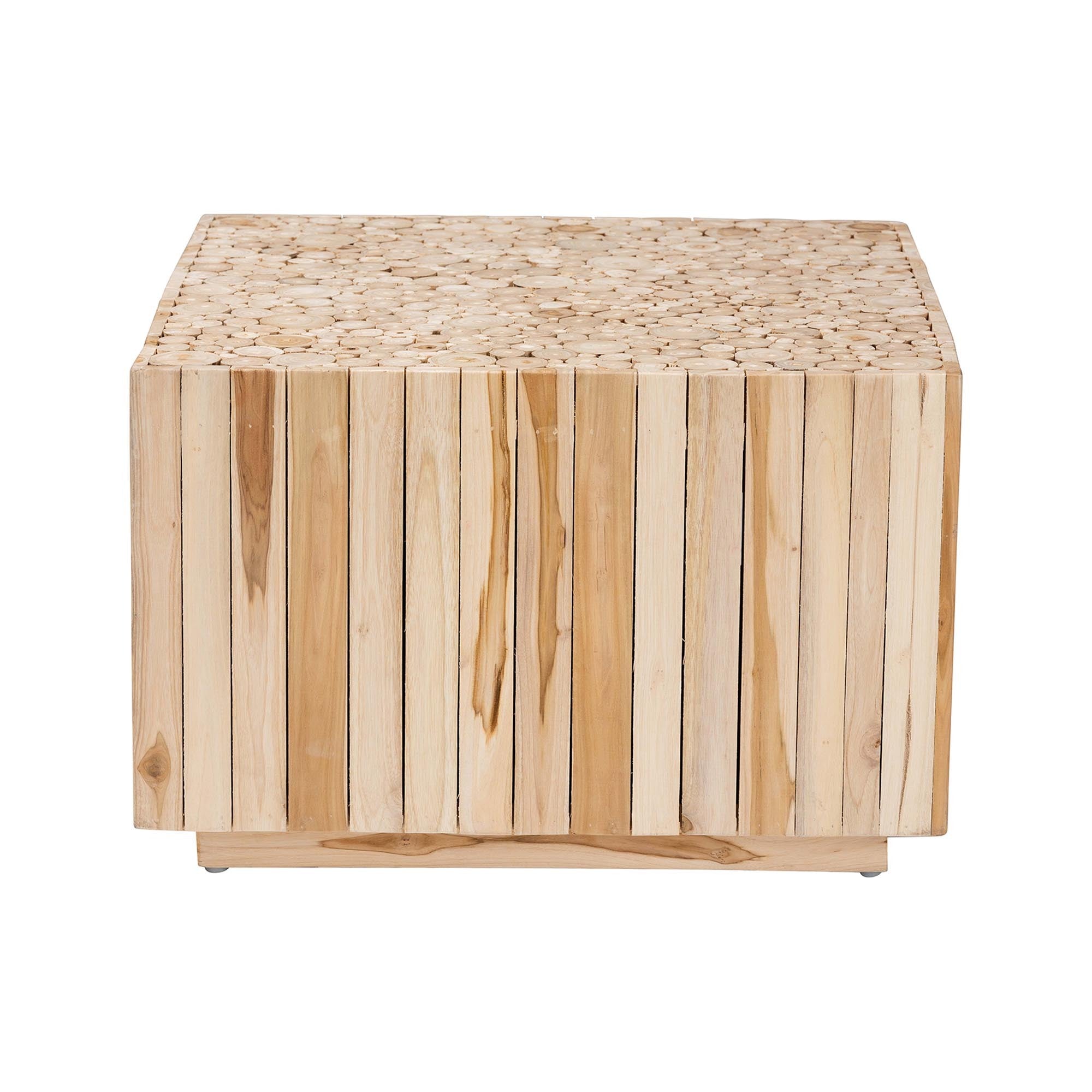 Bohemian Natural Teak Wood Coffee Table with Unique Repurposed Wood Logs