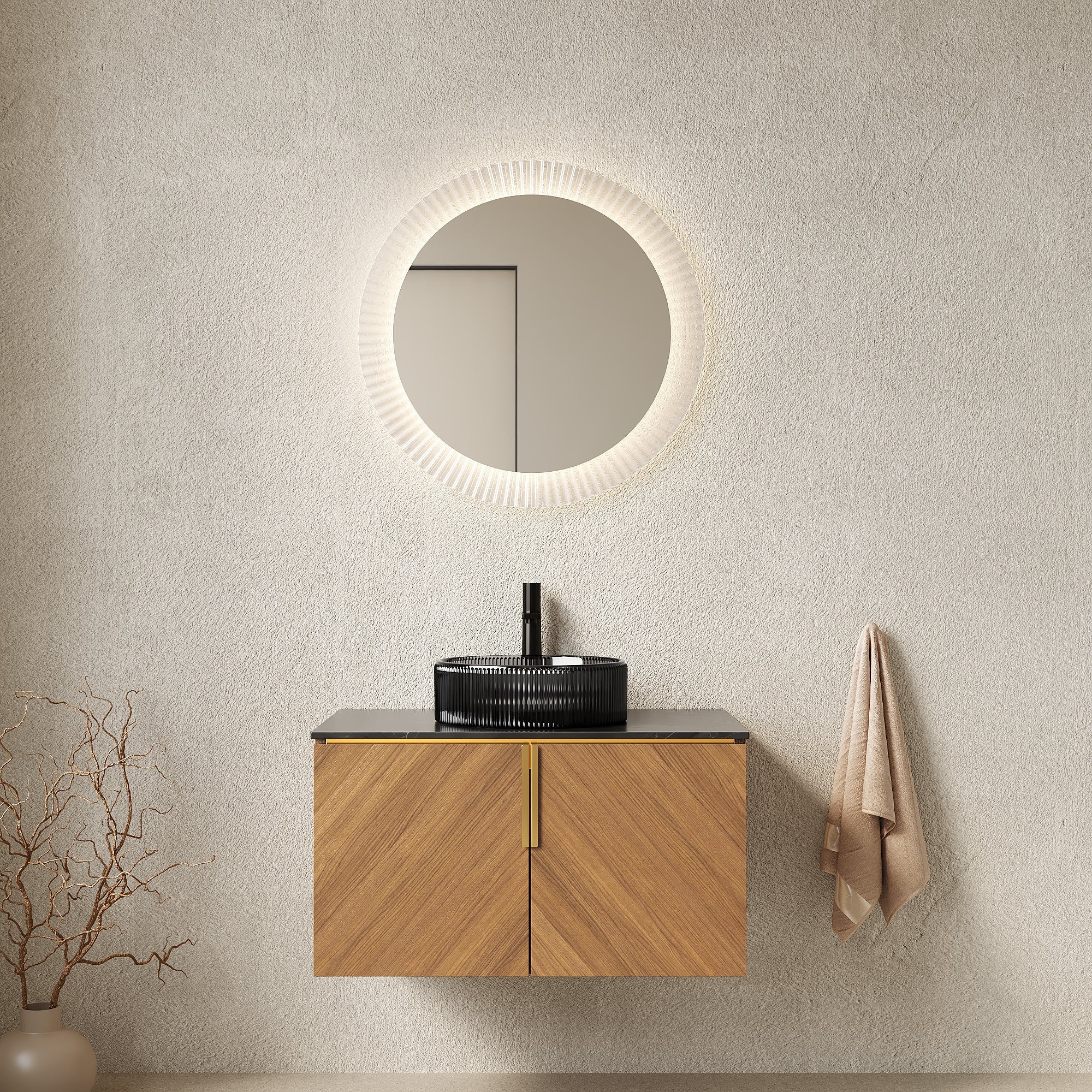 30' Bathroom Vanity&Sink, Modern Wall-Mounted Plywood Bathroom Storage Cabine...