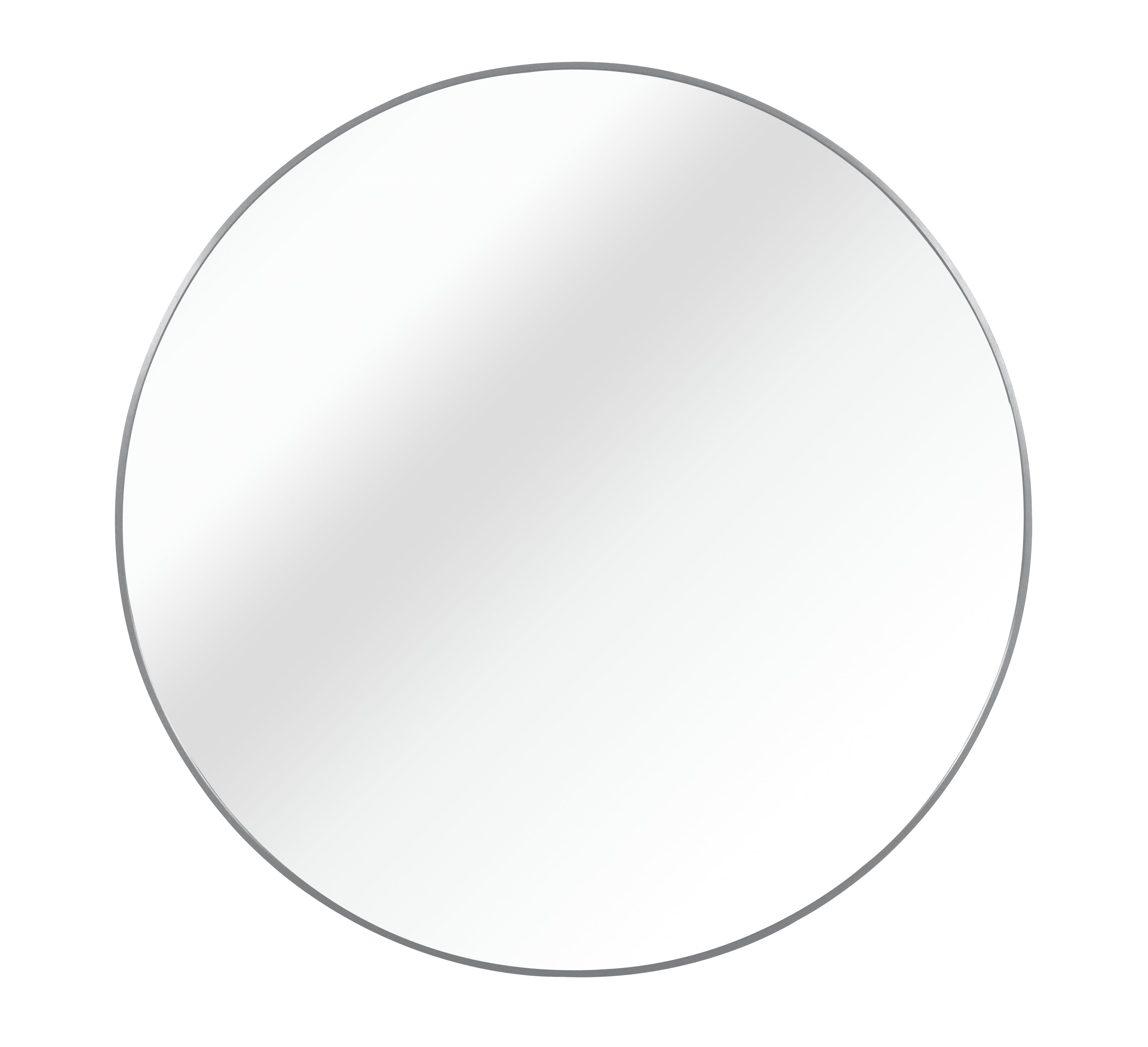 Wall Mirror Round Aluminum Frame Silver 42 In HD Glass Shatterproof Film