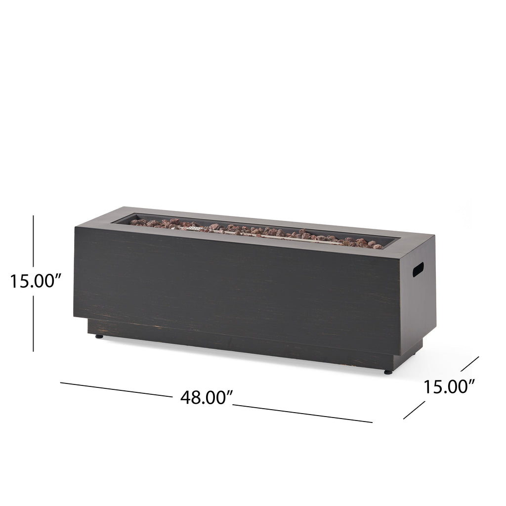Modern 40 in Outdoor Iron Propane Fire Pit, 50,000 BTU, Sleek Design, Dark Brown