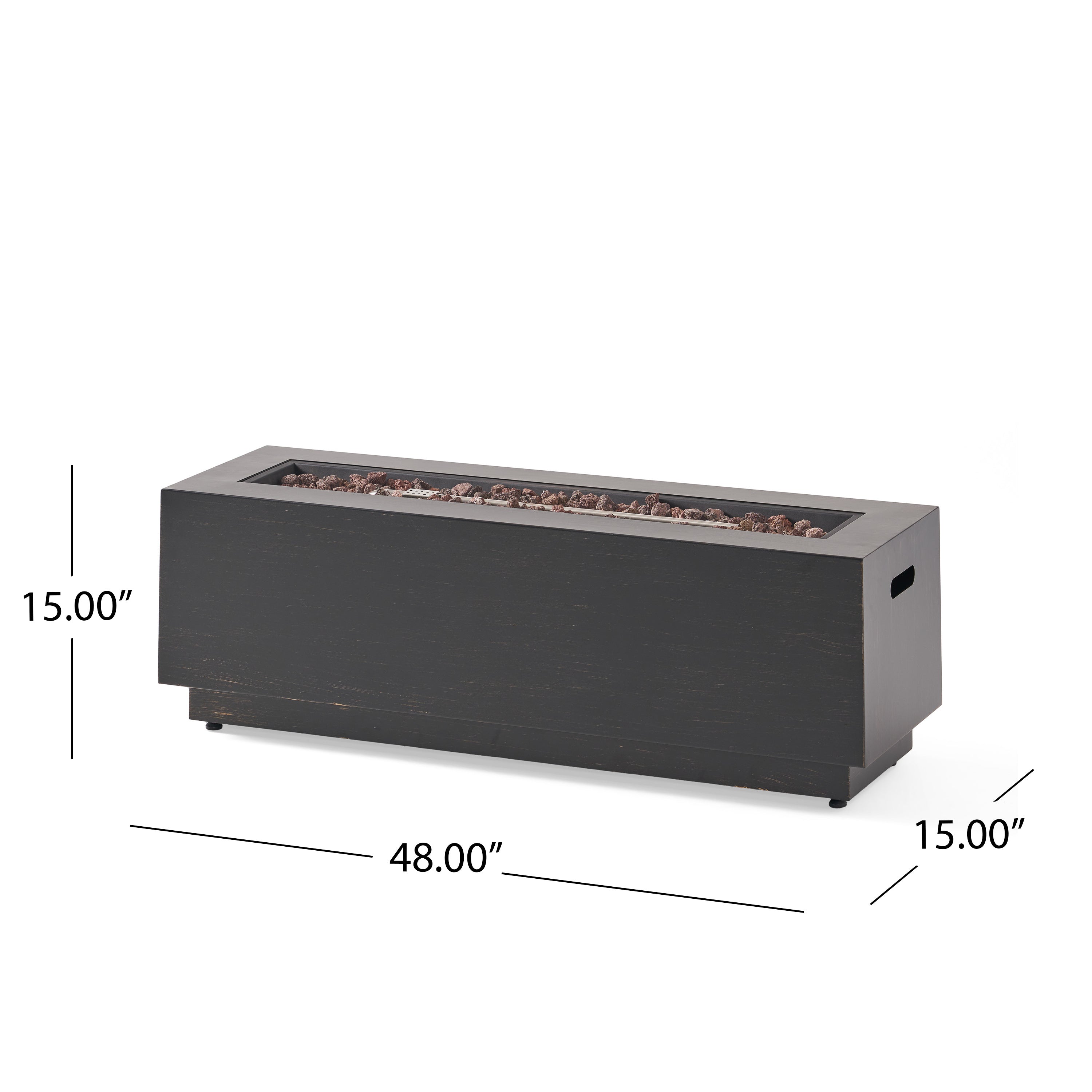 RECTANGULAR IRON FIRE PIT 50,000 BTU WITH TANK HOLDER