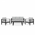 Outdoor Patio Set Aluminum Black Gray 4 Piece 73in Sofa