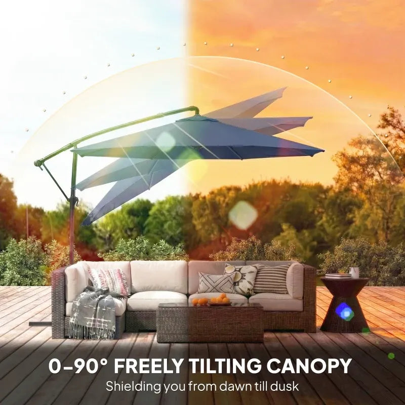 Patio Umbrella Cantilever Navy Blue 10ft Square 360 Degree Rotation