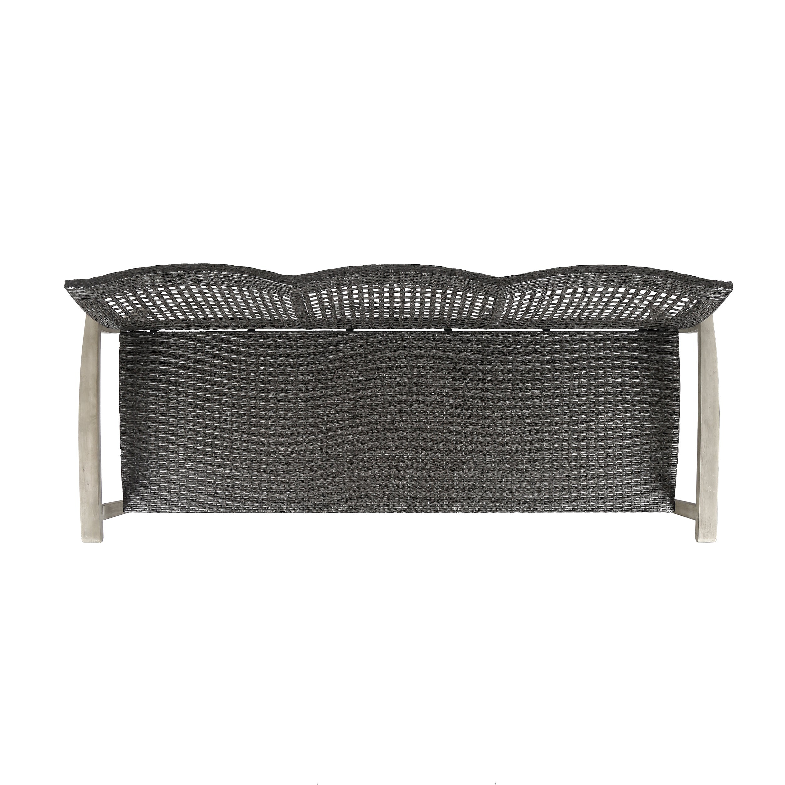 Outdoor Sofa Acacia Wood Wicker 3 Seater Gray 75.5in