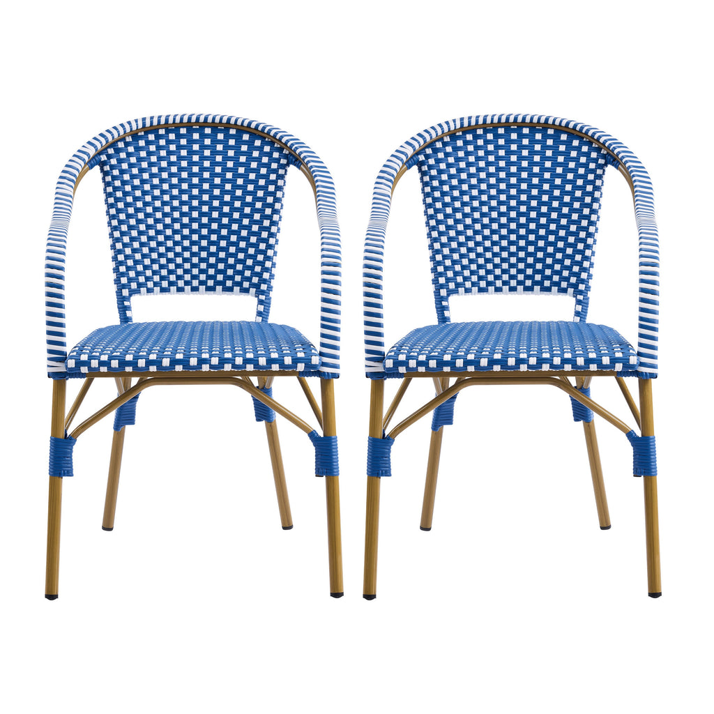 Outdoor Bistro Chairs, Patio Dining Chairs with Aluminum Frame, Weather
