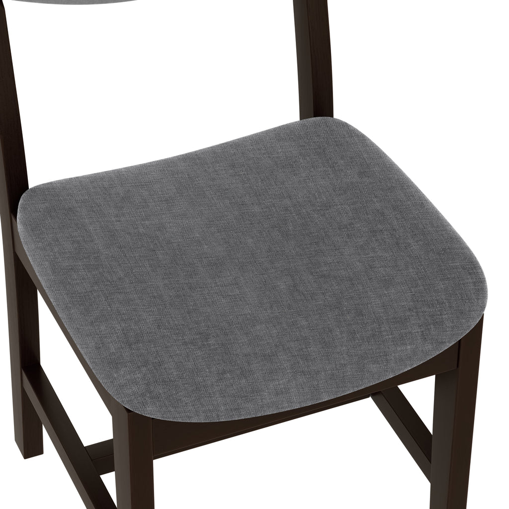 Rustic 5-Piece Dining Set - 1 Solid Wood Table + 4 Upholstered Chairs,