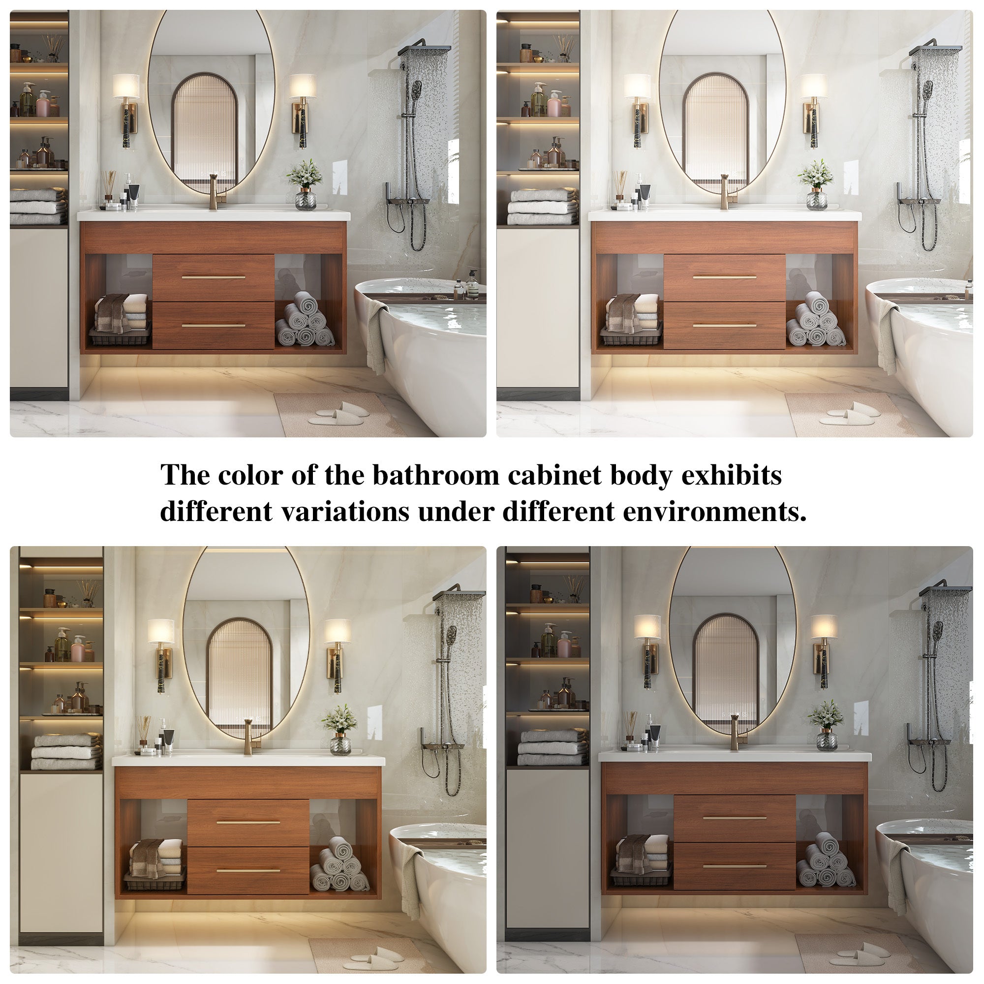 35.4' Mid-Century Floating Bathroom Vanity with Ceramic Undermount Sink