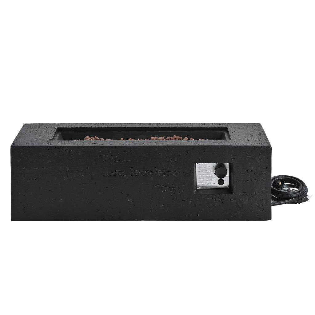 Rectangular Propane Fire Pit 40000 BTU 41.9" Black Gray MGO