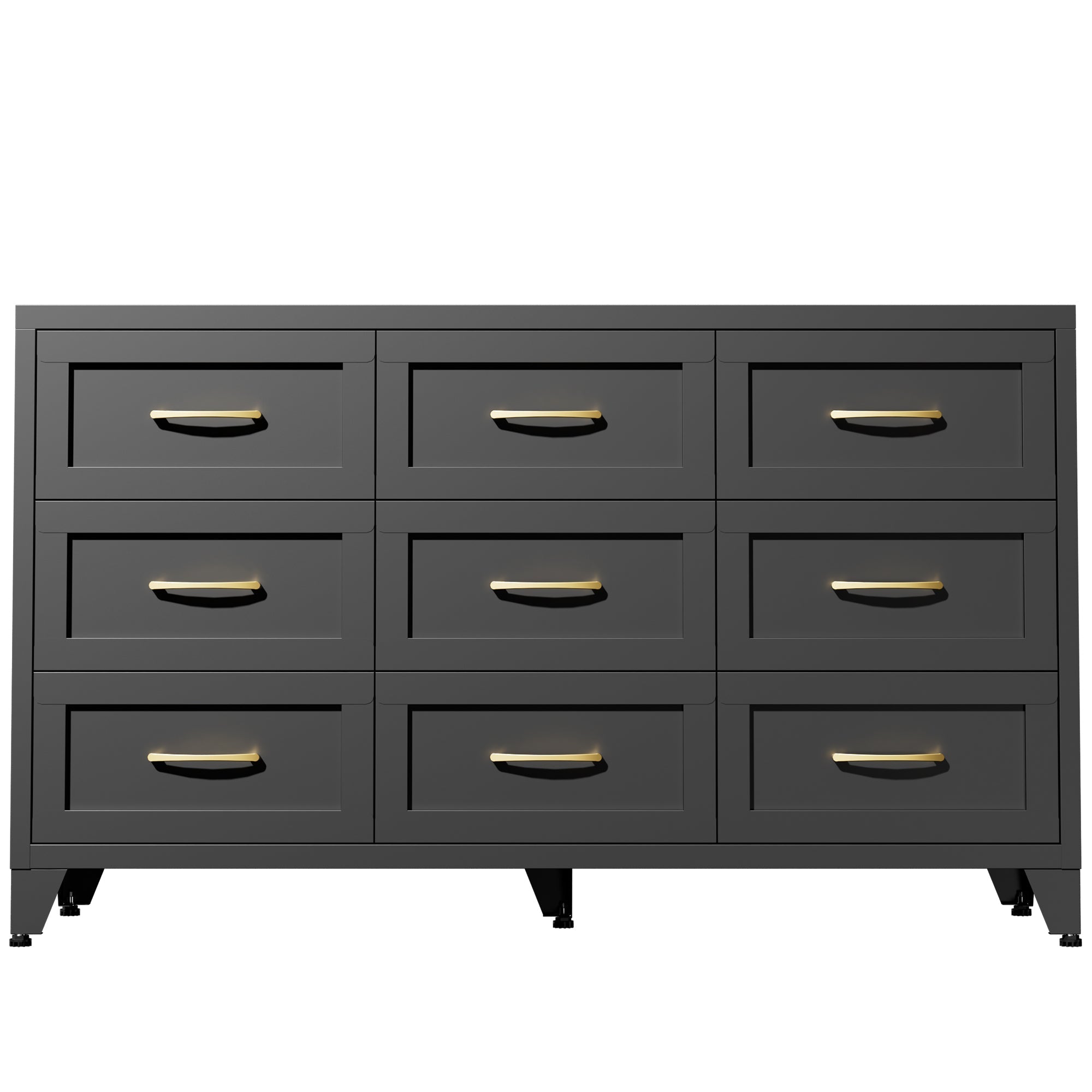 Dresser 9-Drawer Black Steel Smooth-Glide Powder Coat 52x15.8x30 In