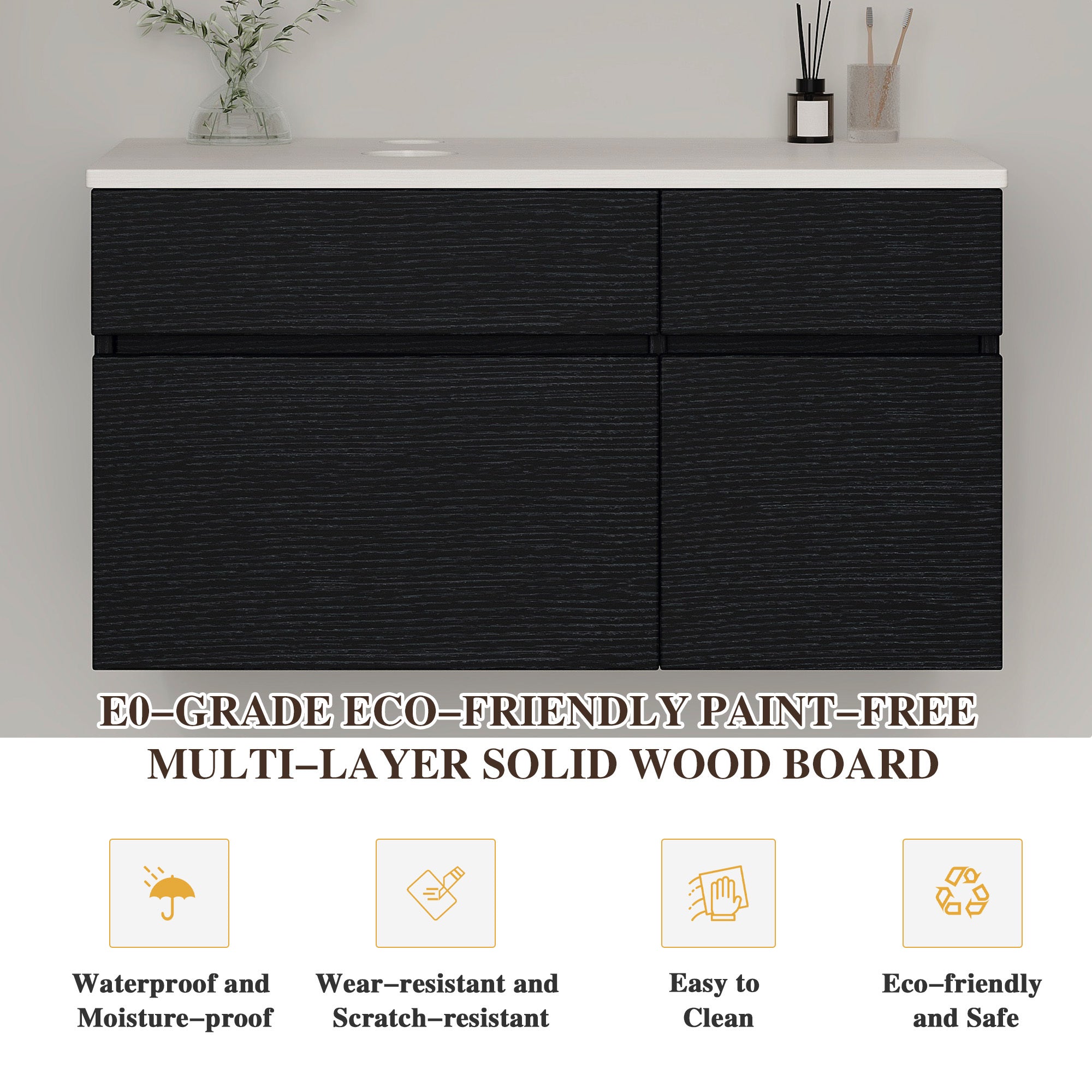 31.5' Modern Wall-Mounted Single Sink Bathroom Vanity Base Only Painted Floating