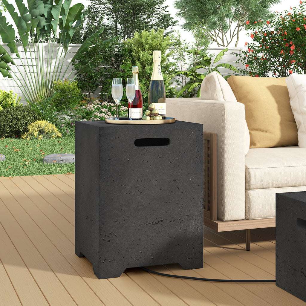 Propane Fire Pit Square MGO 40000 BTU 24" with Side Table Cover