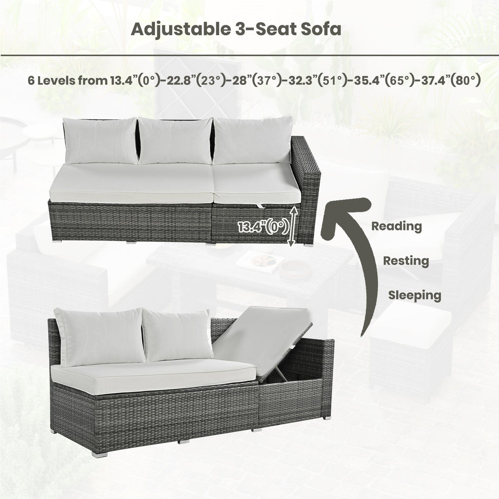 Outdoor 6-Piece All Weather PE Rattan Sofa Set, Garden Patio Wicker Sectional