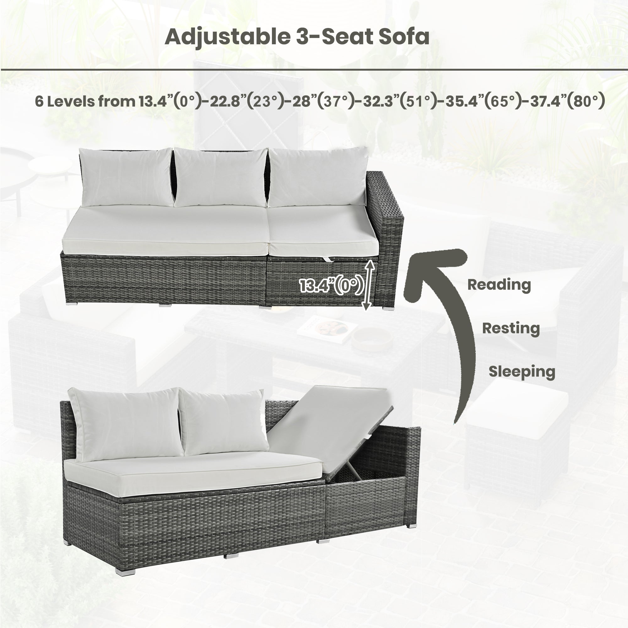 Outdoor 6-Piece All Weather PE Rattan Sofa Set, Garden Patio Wicker Sectional