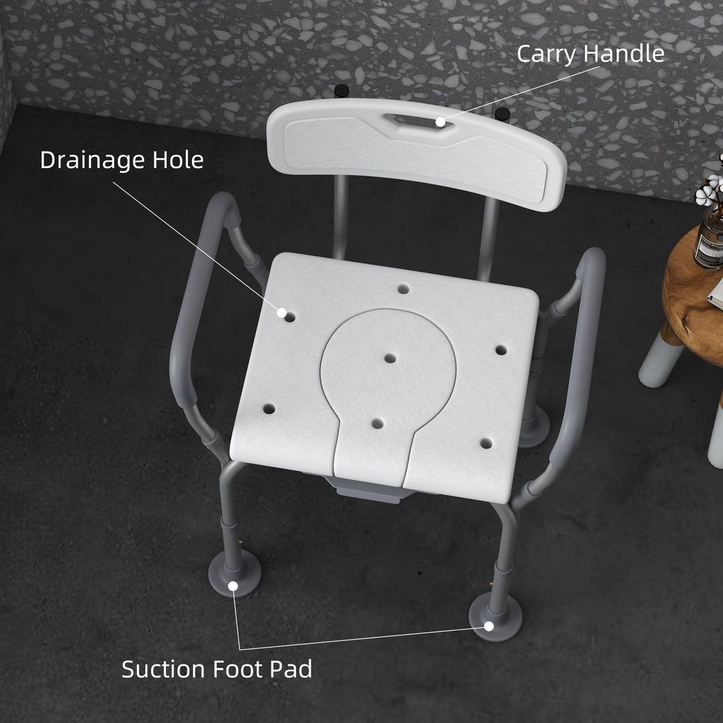 Shower Chair 3-in-1 Aluminum Commode Raised Toilet Seat Adjustable 299 LB