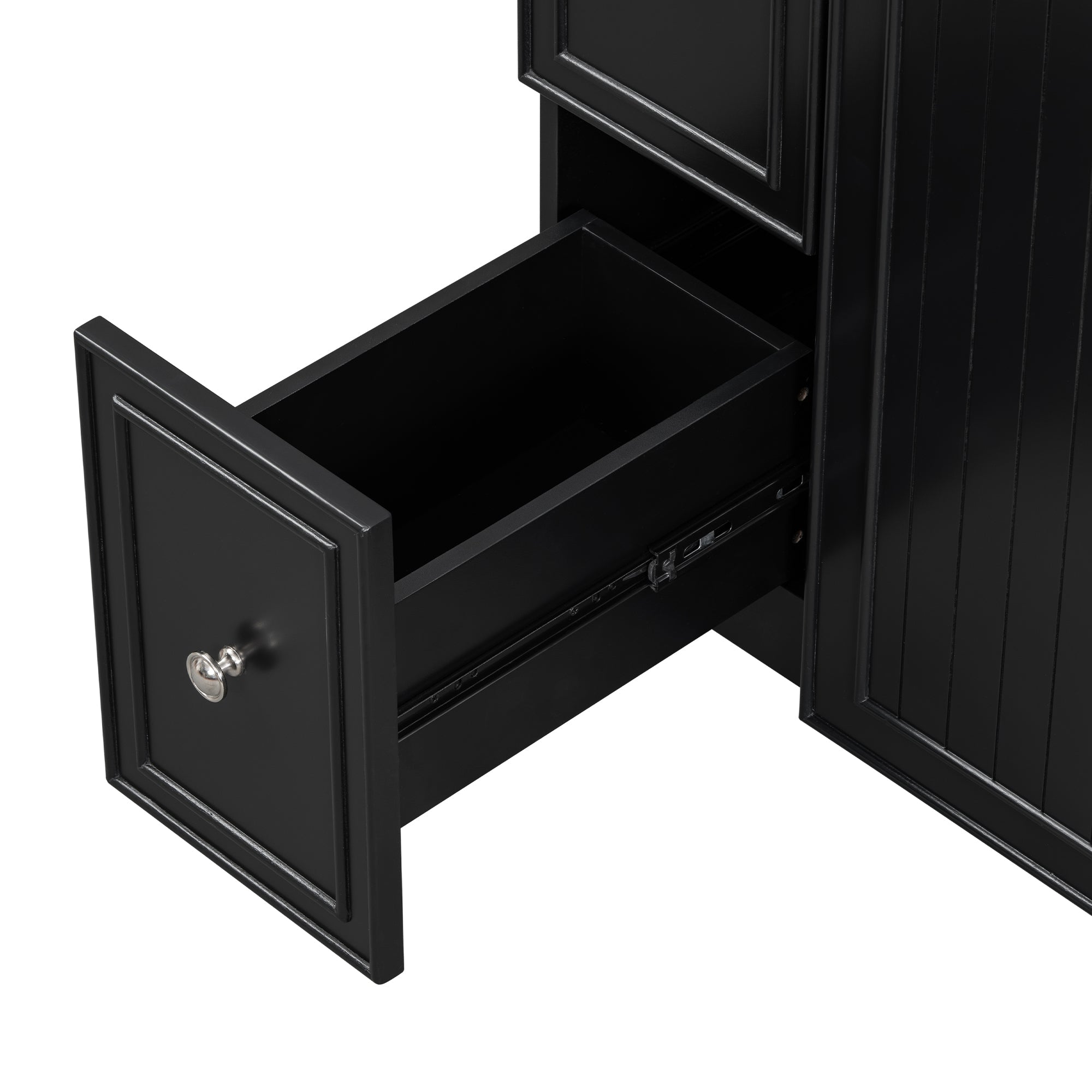 Transitional Bathroom Vanity Cabinet with Ceramic Sink, 24-Inch, Black, Solid...