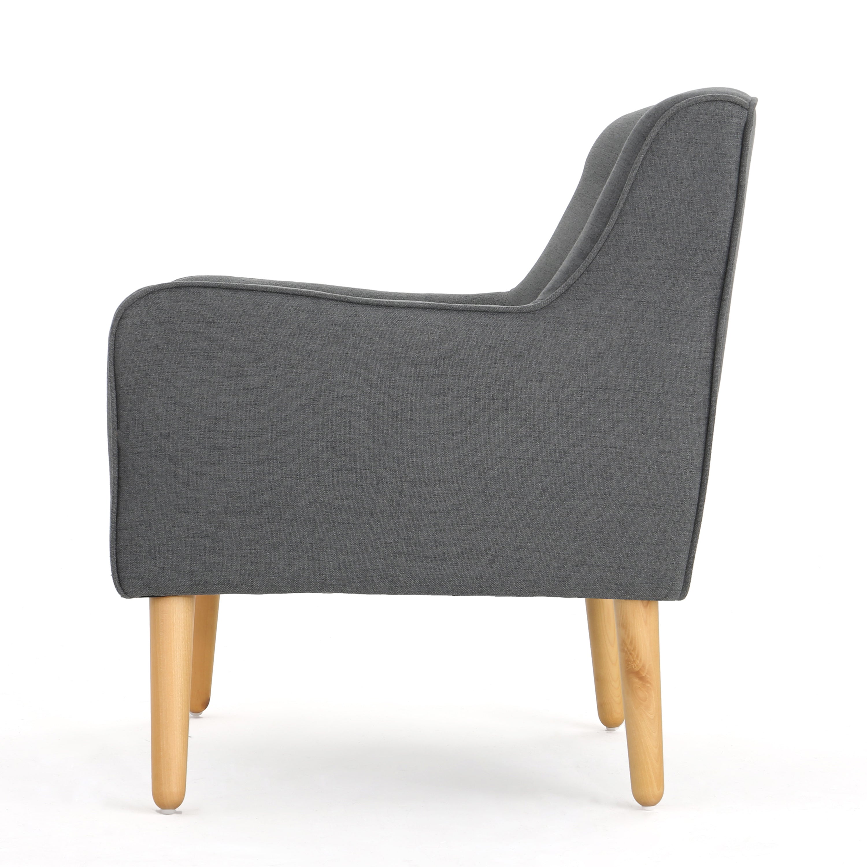 Accent Chair Mid-Century Charcoal Fabric Tufted Back Wood Legs 25x30x31 In