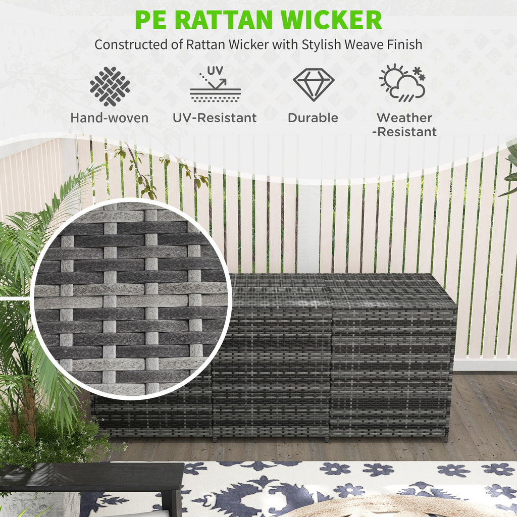 175 Gallon Outdoor Storage Box with Inner Liner, PE Rattan Wicker Deck Box with