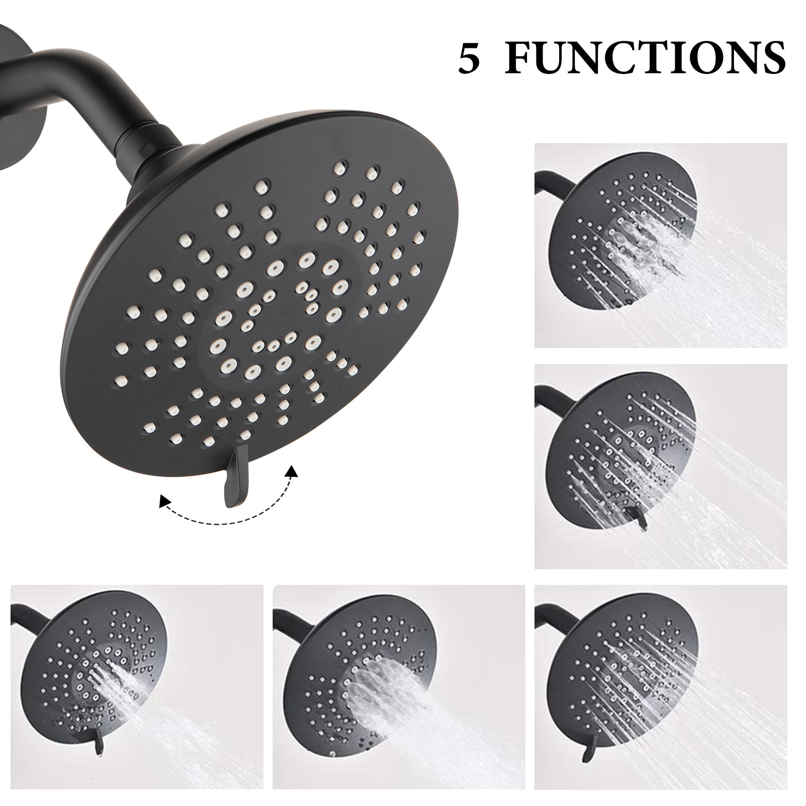 Single Handle Tub Spout and 5-functions Shower Head Set (Valve Included)